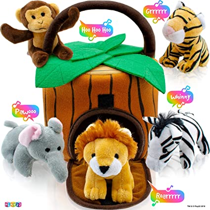 Play22 Plush Talking Stuffed Animals Jungle Set