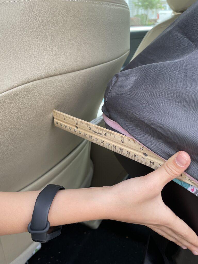 measuring car seat distance from seat in front