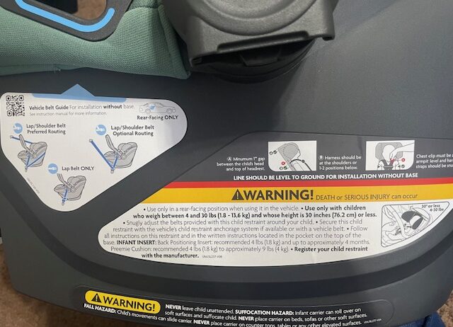 US car seat labels example