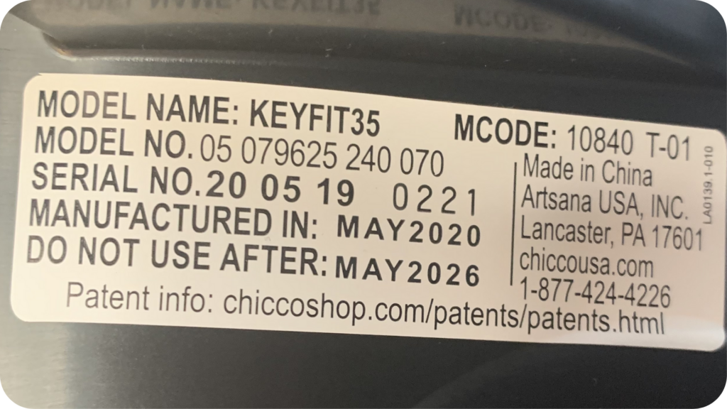 Car Seat Expiration Label